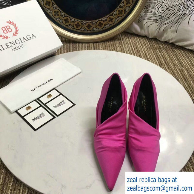Balenciaga Heel 10cm Knife Draped Stretch Jersey Satin Pumps Dark Pink 2019 - Click Image to Close