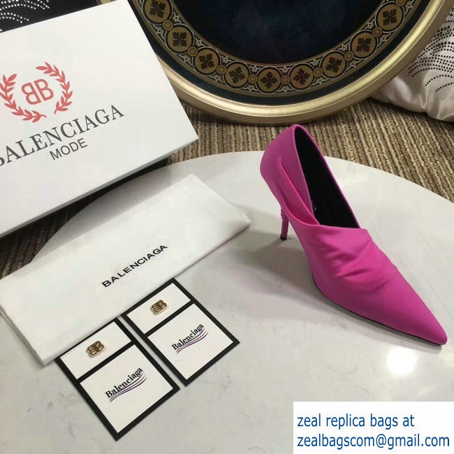 Balenciaga Heel 10cm Knife Draped Stretch Jersey Satin Pumps Dark Pink 2019 - Click Image to Close