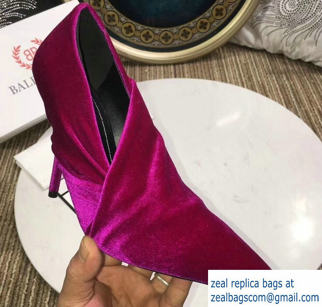 Balenciaga Heel 10cm Knife Draped Stretch Jersey Satin Pumps Fuchsia 2019 - Click Image to Close