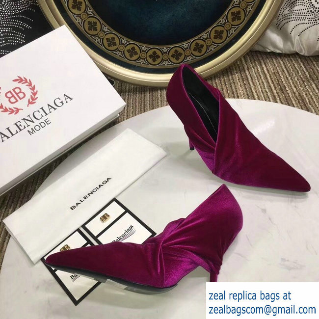 Balenciaga Heel 10cm Knife Draped Stretch Jersey Satin Pumps Fuchsia 2019