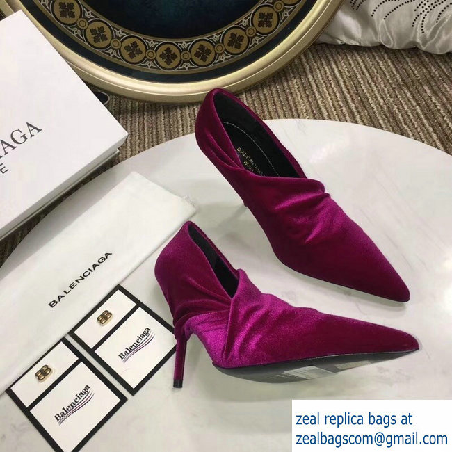 Balenciaga Heel 10cm Knife Draped Stretch Jersey Satin Pumps Fuchsia 2019