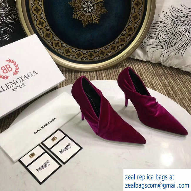 Balenciaga Heel 10cm Knife Draped Stretch Jersey Satin Pumps Fuchsia 2019 - Click Image to Close