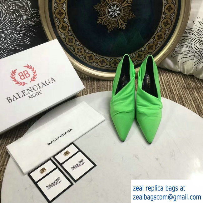 Balenciaga Heel 10cm Knife Draped Stretch Jersey Satin Pumps Green 2019