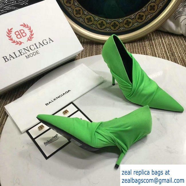 Balenciaga Heel 10cm Knife Draped Stretch Jersey Satin Pumps Green 2019
