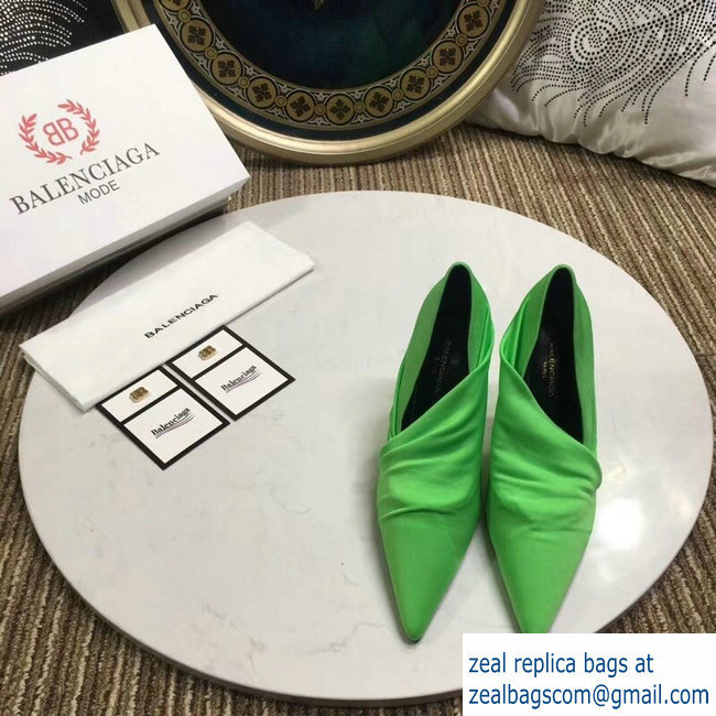 Balenciaga Heel 10cm Knife Draped Stretch Jersey Satin Pumps Green 2019