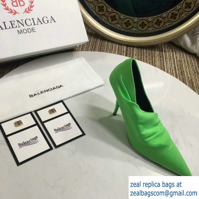 Balenciaga Heel 10cm Knife Draped Stretch Jersey Satin Pumps Green 2019 - Click Image to Close