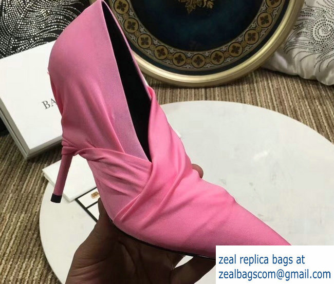 Balenciaga Heel 10cm Knife Draped Stretch Jersey Satin Pumps Pink 2019