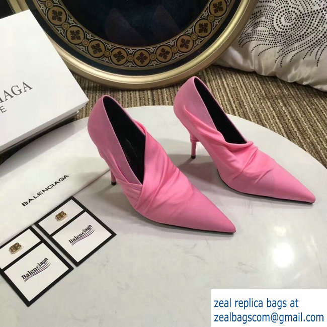 Balenciaga Heel 10cm Knife Draped Stretch Jersey Satin Pumps Pink 2019
