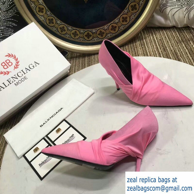 Balenciaga Heel 10cm Knife Draped Stretch Jersey Satin Pumps Pink 2019