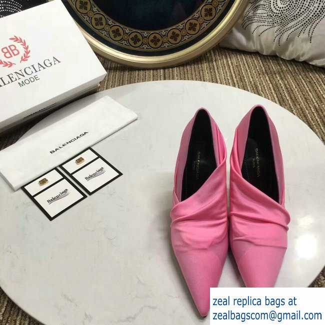 Balenciaga Heel 10cm Knife Draped Stretch Jersey Satin Pumps Pink 2019