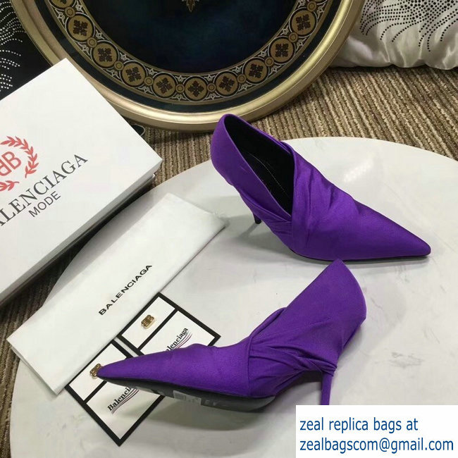 Balenciaga Heel 10cm Knife Draped Stretch Jersey Satin Pumps Purple 2019