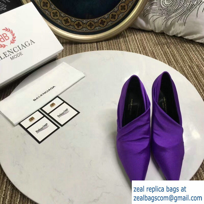 Balenciaga Heel 10cm Knife Draped Stretch Jersey Satin Pumps Purple 2019