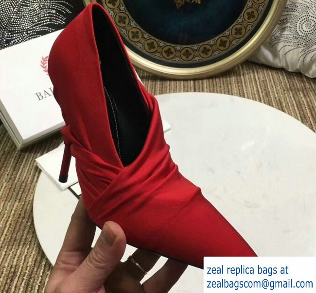 Balenciaga Heel 10cm Knife Draped Stretch Jersey Satin Pumps Red 2019