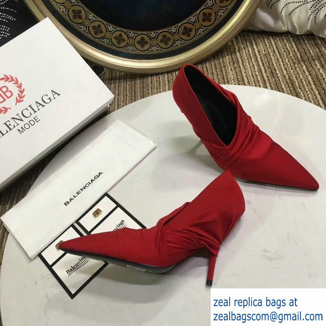 Balenciaga Heel 10cm Knife Draped Stretch Jersey Satin Pumps Red 2019
