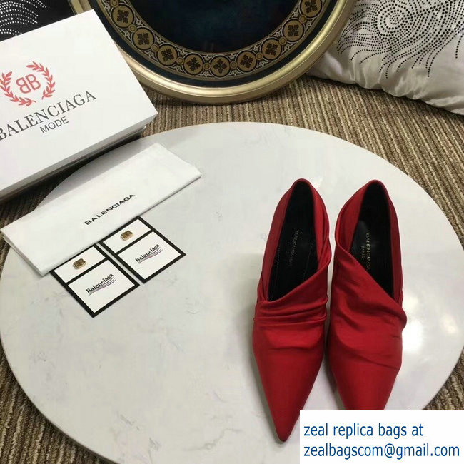 Balenciaga Heel 10cm Knife Draped Stretch Jersey Satin Pumps Red 2019