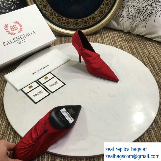 Balenciaga Heel 10cm Knife Draped Stretch Jersey Satin Pumps Red 2019 - Click Image to Close