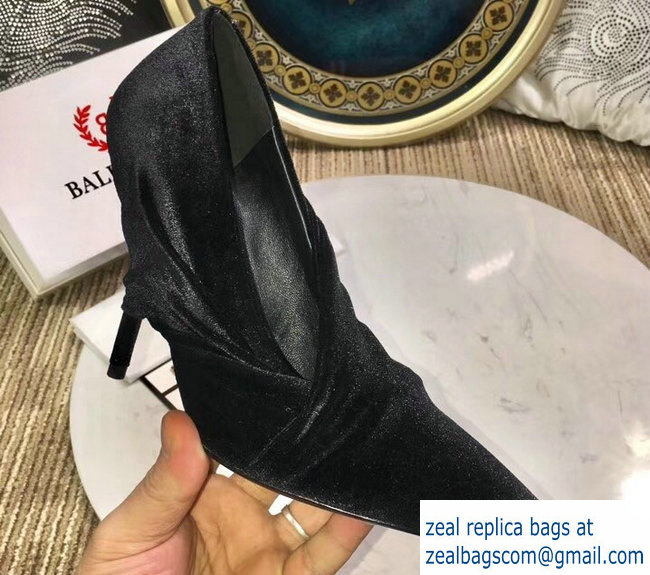 Balenciaga Heel 10cm Knife Draped Stretch Jersey Satin Pumps So Black 2019 - Click Image to Close