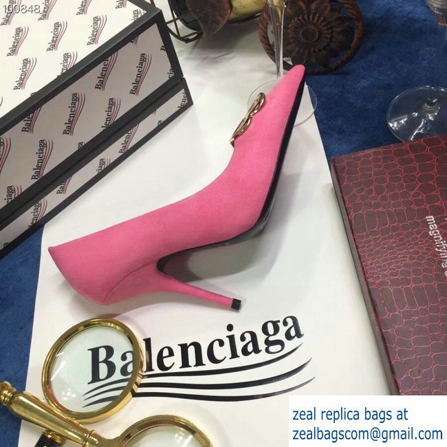 Balenciaga Heel 10cm Pointed Toe BB Pumps Pink 2018 - Click Image to Close