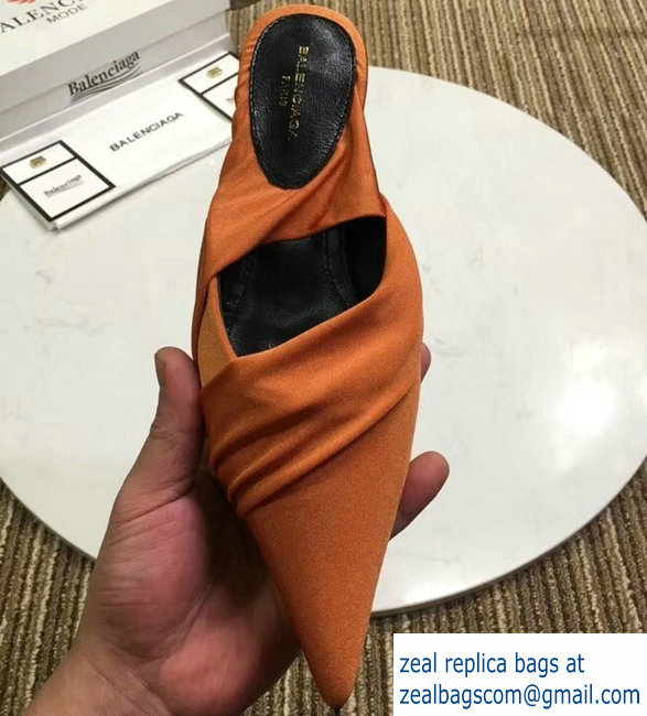 Balenciaga Heel 4cm Knife Draped Stretch Jersey Satin Mules Caramel 2019 - Click Image to Close