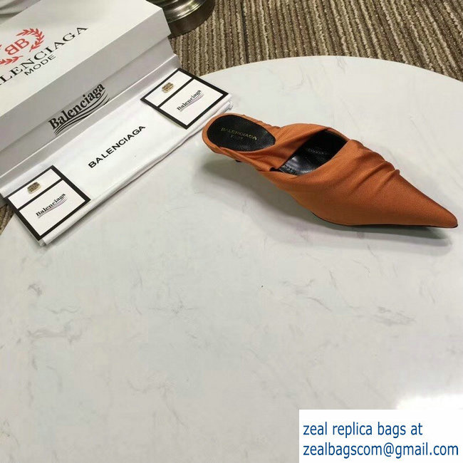 Balenciaga Heel 4cm Knife Draped Stretch Jersey Satin Mules Caramel 2019 - Click Image to Close