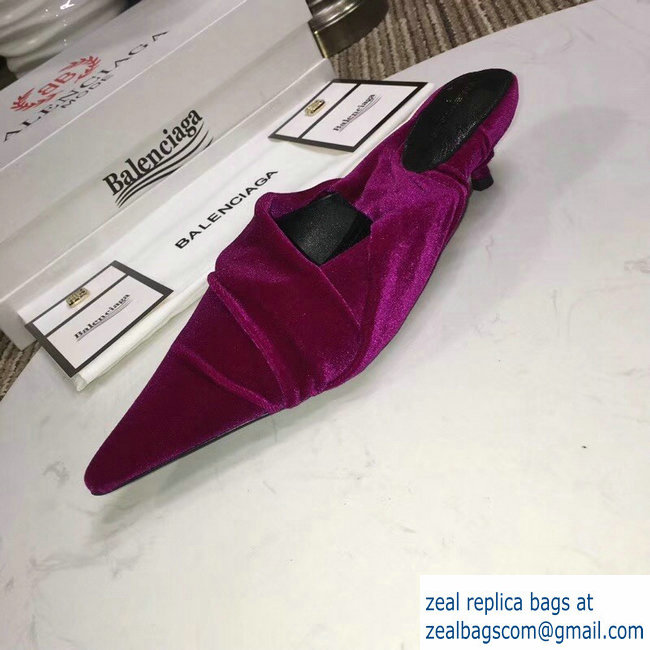 Balenciaga Heel 4cm Knife Draped Stretch Jersey Satin Mules Fuchsia 2019 - Click Image to Close