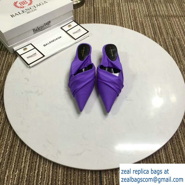 Balenciaga Heel 4cm Knife Draped Stretch Jersey Satin Mules Purple 2019 - Click Image to Close