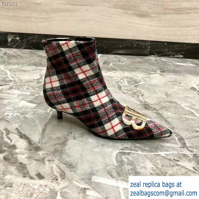 Balenciaga Heel 4cm Pointed Toe BB Booties Flannel 01 2018 - Click Image to Close