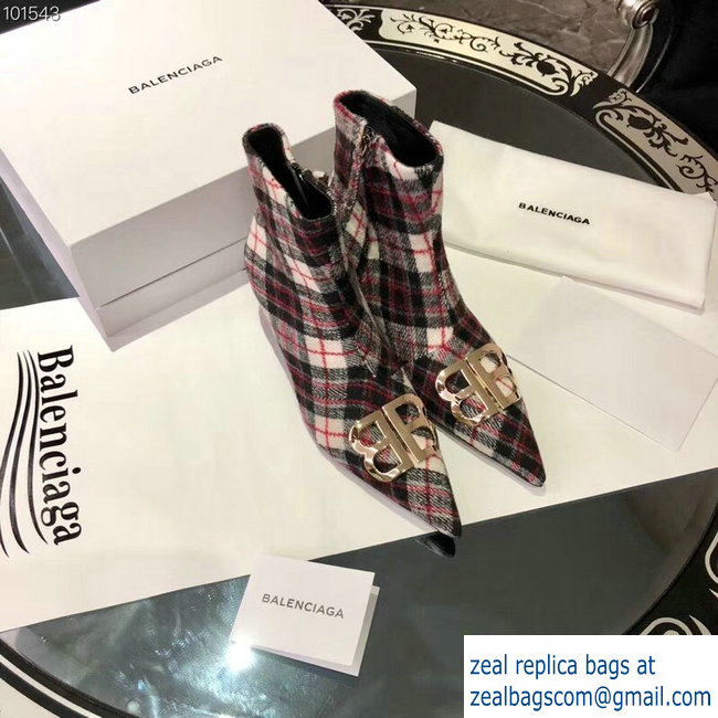 Balenciaga Heel 4cm Pointed Toe BB Booties Flannel 01 2018 - Click Image to Close