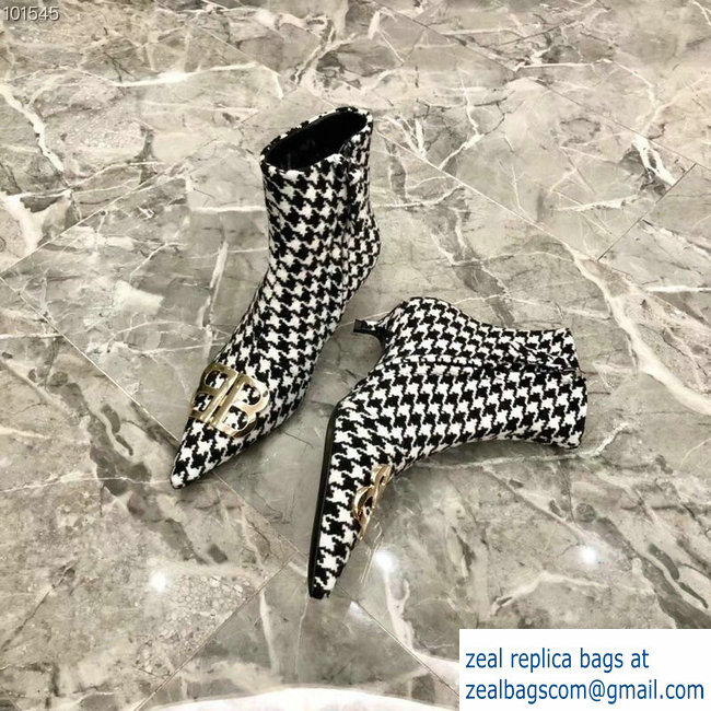 Balenciaga Heel 4cm Pointed Toe BB Booties Houndstooth 2018