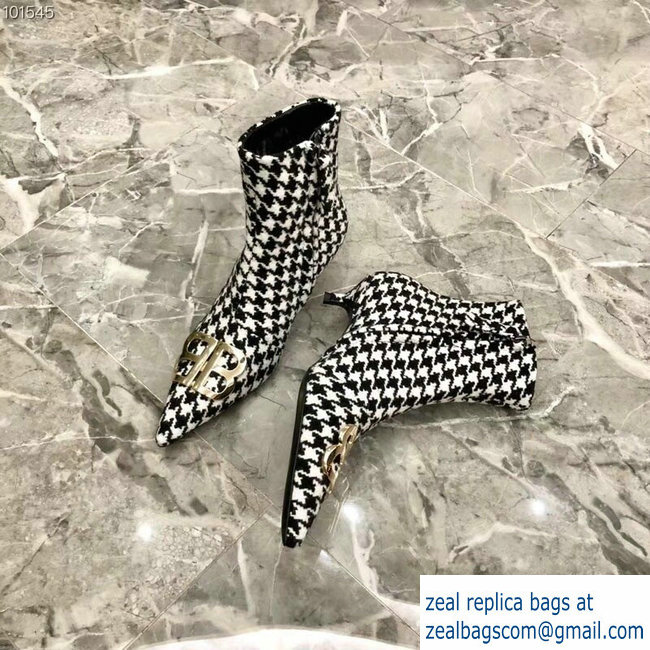 Balenciaga Heel 4cm Pointed Toe BB Booties Houndstooth 2018 - Click Image to Close