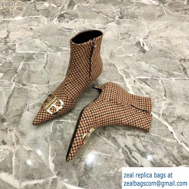 Balenciaga Heel 4cm Pointed Toe BB Booties Tweed 2018 - Click Image to Close