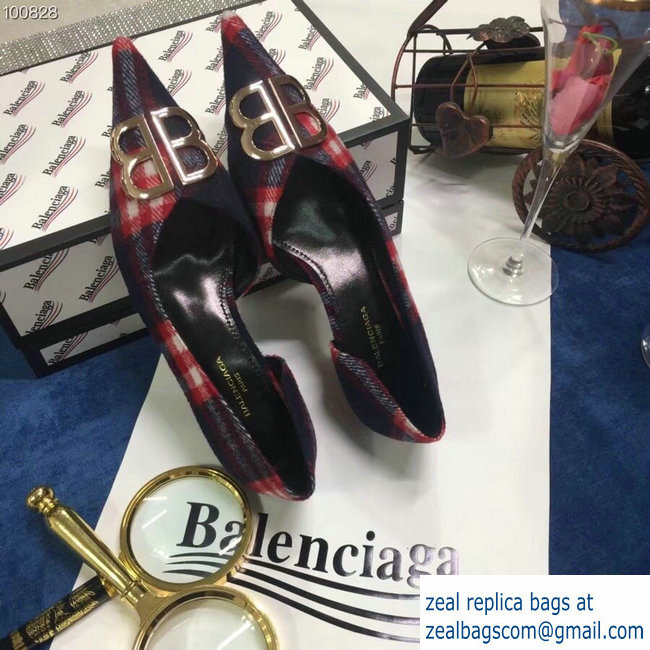 Balenciaga Heel 4cm Pointed Toe BB Pumps Flannel 2018