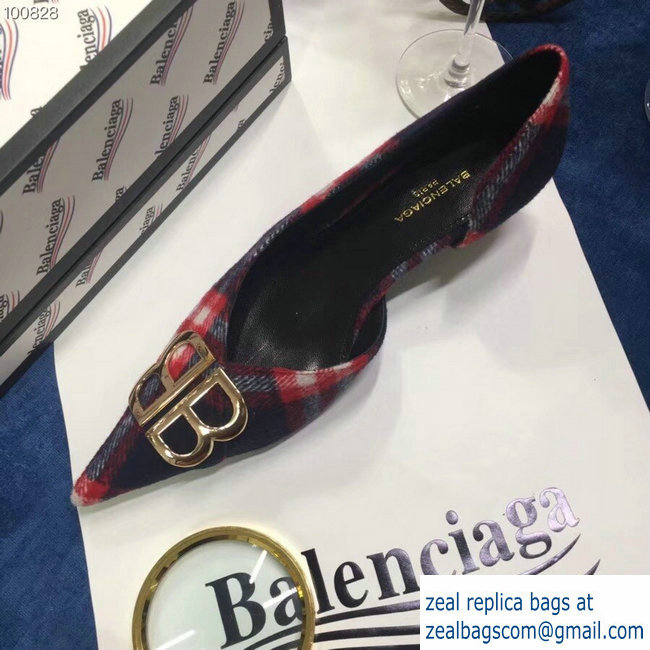 Balenciaga Heel 4cm Pointed Toe BB Pumps Flannel 2018