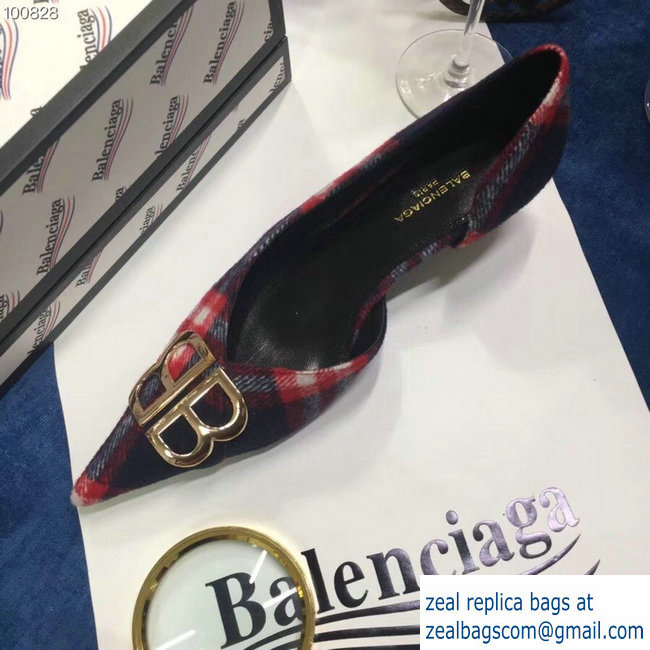 Balenciaga Heel 4cm Pointed Toe BB Pumps Flannel 2018 - Click Image to Close