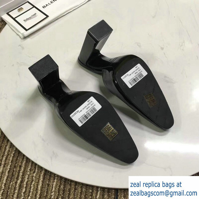 Balenciaga Heel 9cm Round Toe Calfskin Mules Black 2019