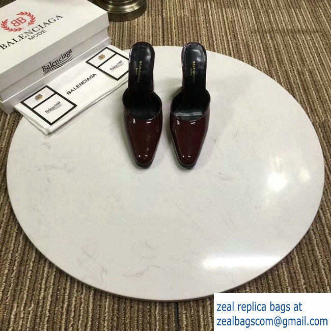 Balenciaga Heel 9cm Round Toe Calfskin Mules Burgundy 2019