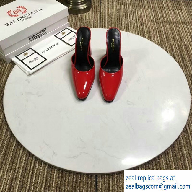 Balenciaga Heel 9cm Round Toe Calfskin Mules Red 2019