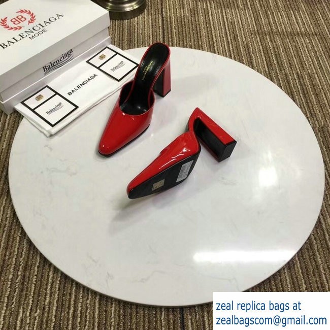 Balenciaga Heel 9cm Round Toe Calfskin Mules Red 2019 - Click Image to Close