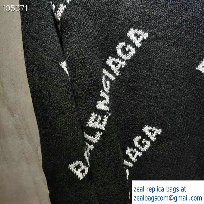 Balenciaga Jacquard All Over Logo Crewneck Sweater Black 2018 - Click Image to Close