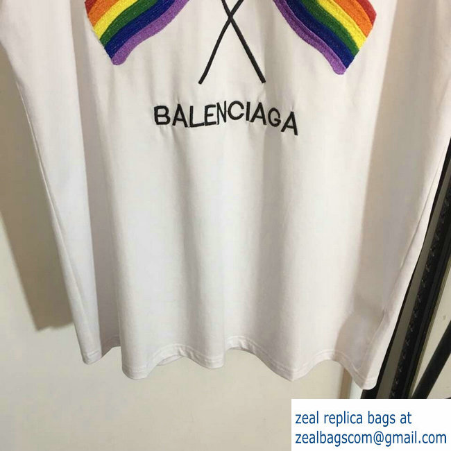 Balenciaga LGBTQ Flags And BB Logo T-Shrit White 2019 - Click Image to Close