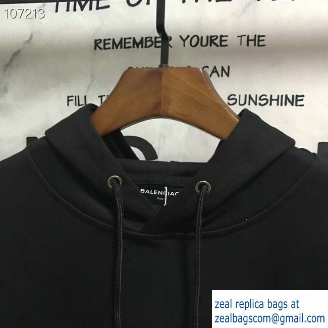 Balenciaga Logo Hoodie Sweater Black 2018 - Click Image to Close