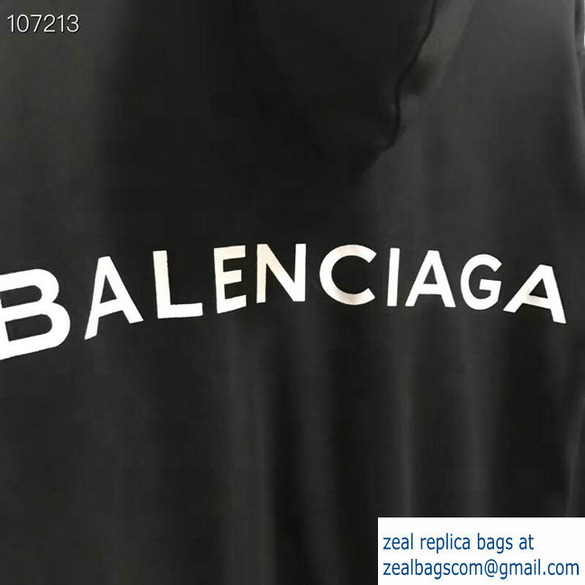 Balenciaga Logo Hoodie Sweater Black 2018 - Click Image to Close