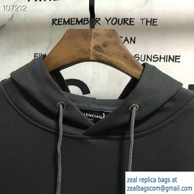 Balenciaga Logo Hoodie Sweater Gray 2018