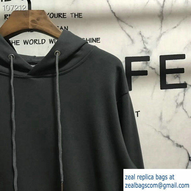 Balenciaga Logo Hoodie Sweater Gray 2018 - Click Image to Close