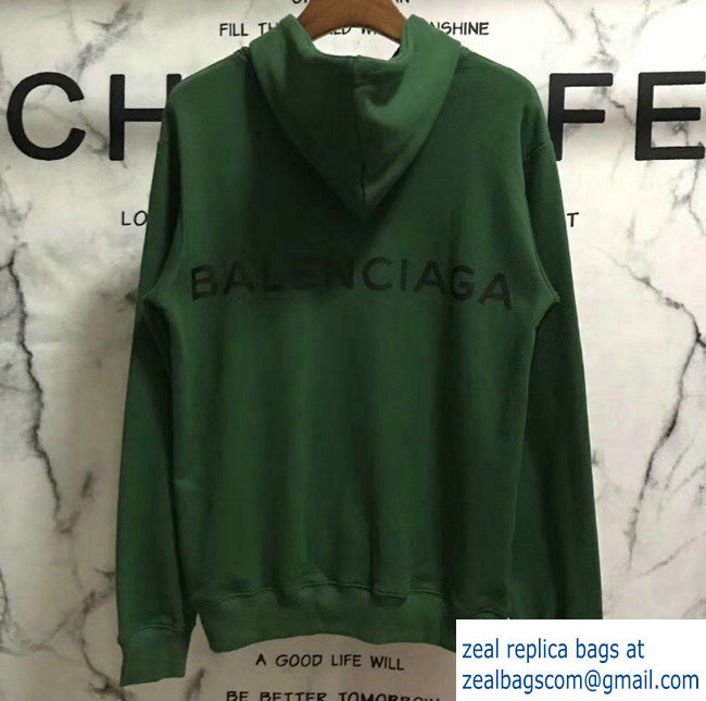 Balenciaga Logo Hoodie Sweater Green 2018 - Click Image to Close