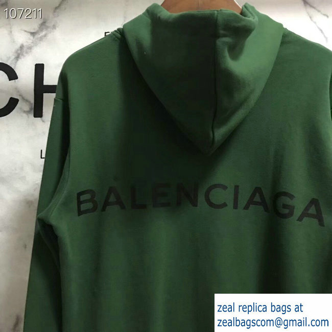 Balenciaga Logo Hoodie Sweater Green 2018 - Click Image to Close