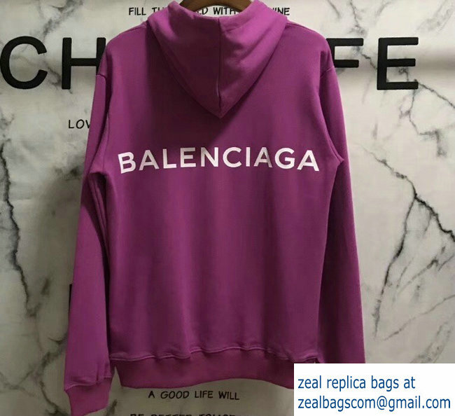 Balenciaga Logo Hoodie Sweater Purple 2018 - Click Image to Close