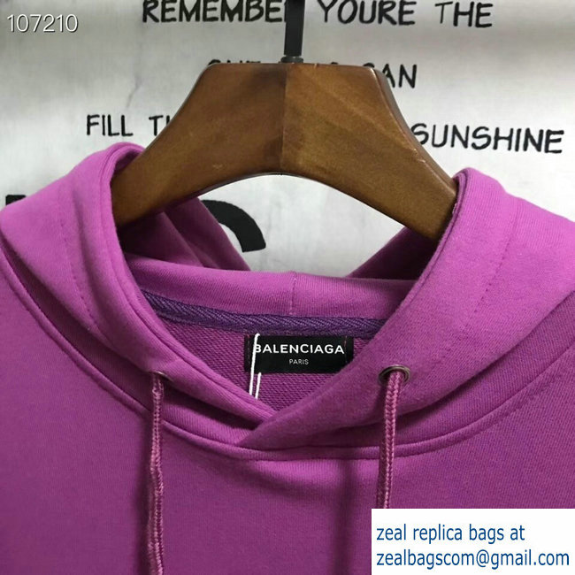 Balenciaga Logo Hoodie Sweater Purple 2018 - Click Image to Close