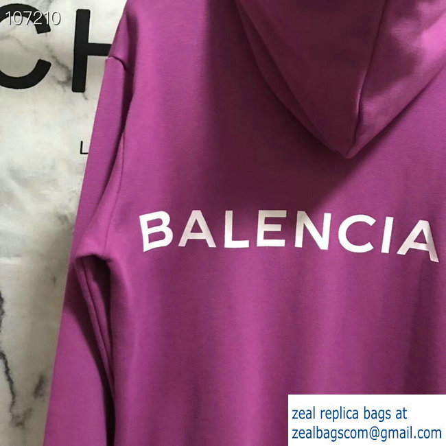 Balenciaga Logo Hoodie Sweater Purple 2018 - Click Image to Close