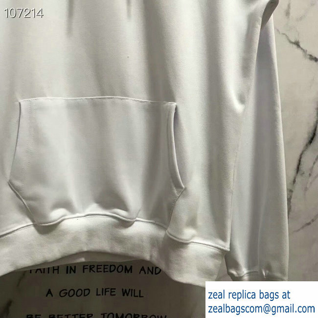 Balenciaga Logo Hoodie Sweater White 2018 - Click Image to Close